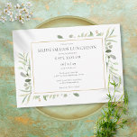 Elegant Greenery Foliage Gold Bridesmaids Luncheon Invitation<br><div class="desc">Featuring delicate watercolor greenery leaves,  this chic bridesmaids luncheon invitation can be personalised with your special celebration event information,  with a silver sage background on the reverse. Designed by Thisisnotme©</div>