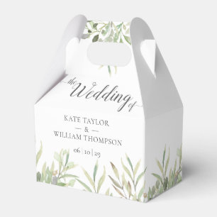 Elegant Greenery Foliage Script Wedding  Favour Box
