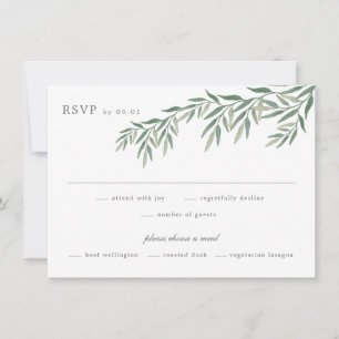 Elegant Greenery Foliage Wedding RSVP Card