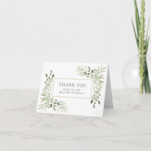 Elegant Greenery Foliage Wedding Thank You Card