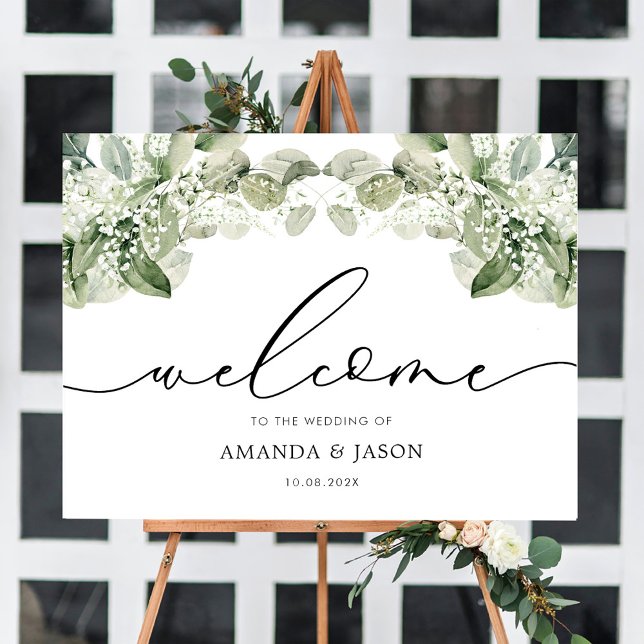 Elegant Greenery Foliage Wedding Welcome Sign (Creator Uploaded)