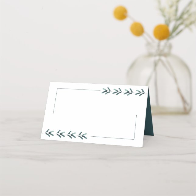 Elegant Greenery Forest Wedding Blank Place Card (Front)