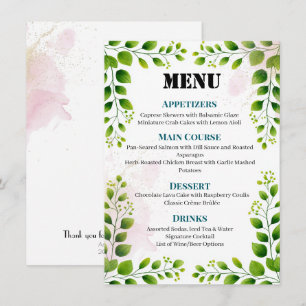 Elegant Greenery Frame Wedding Menu