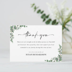 Elegant Greenery Funeral Bereavement Thank You Card