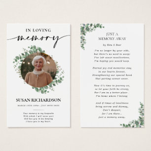 Elegant Greenery Funeral Memorial Prayer Card