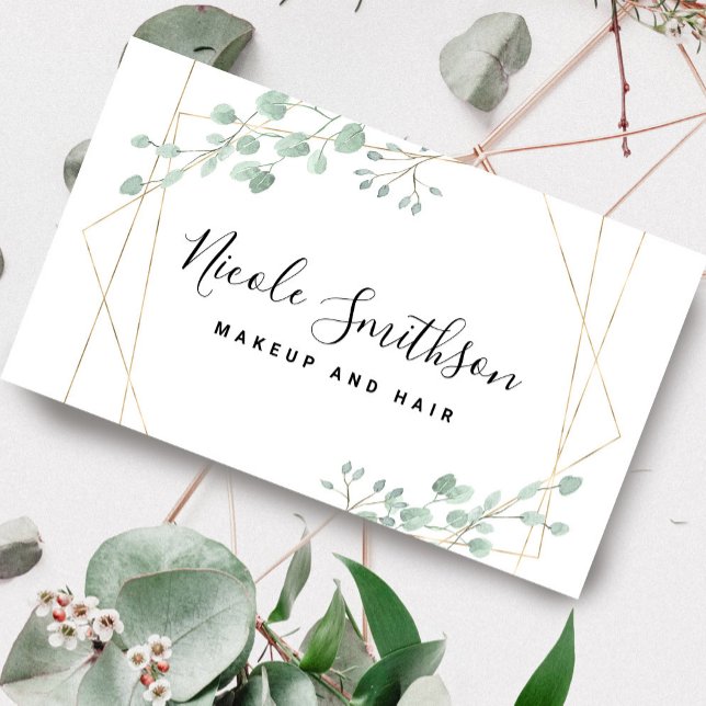 elegant greenery geometric frame business card (Creator Uploaded)