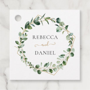 Elegant Greenery Geometric Frame Personalised Favour Tags