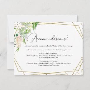 Elegant Greenery Geometric Wedding Accommodations RSVP Card