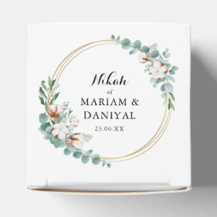 Elegant Greenery Gold Floral Muslim Nikah Wedding Favour Box