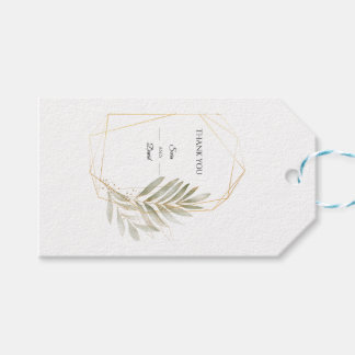 Elegant Greenery Gold Geometric Gift Tag