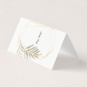 Elegant Greenery Gold Geometric Wedding RSVP Card