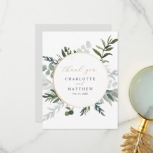 Elegant Greenery Gold  Thank You Card