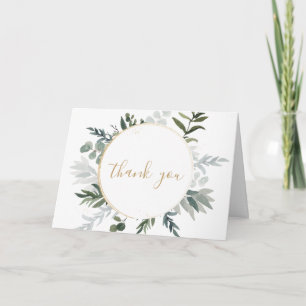 Elegant Greenery Gold Thank You Card