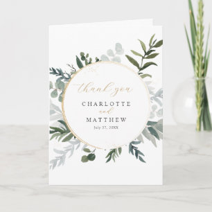 Elegant Greenery Gold Thank You Card