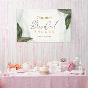 Elegant Greenery Gold Watercolor Bridal Shower Banner