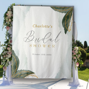 Elegant Greenery Gold Watercolor Bridal Shower Tapestry