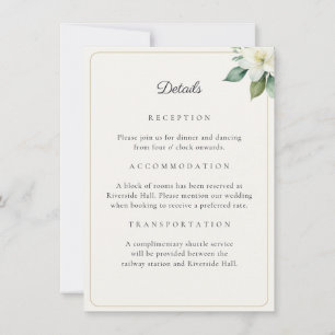 Elegant Greenery Gold Wedding Details QR Code Card