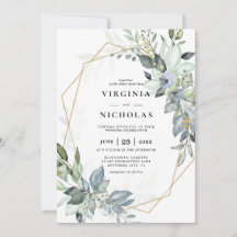 Elegant Greenery Green & Gold Geometric Wedding