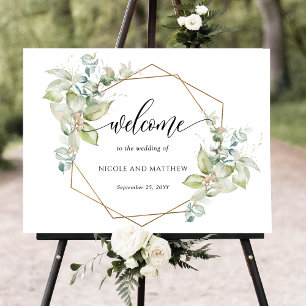 Elegant Greenery Horizontal Welcome Wedding Sign