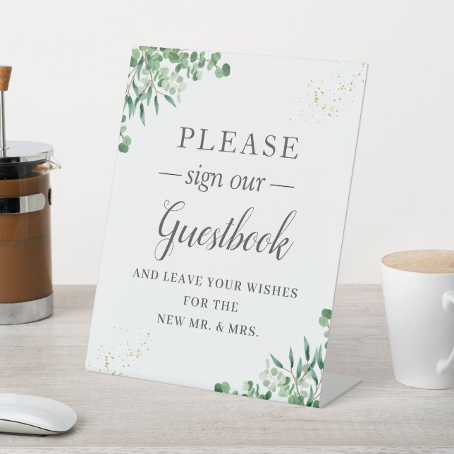 Elegant Greenery Leaves Floral Guestbook Sign (In SItu)