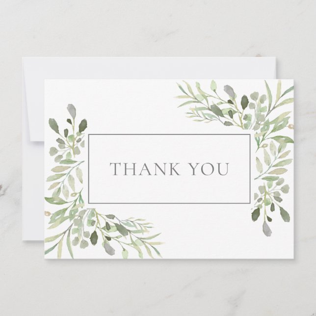 Elegant Greenery Leaves Holy Communion Thank You (Front)