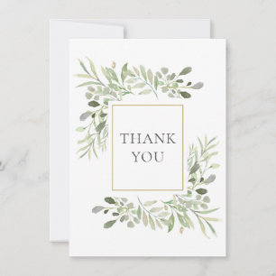 Elegant Greenery Leaves Thank You Card