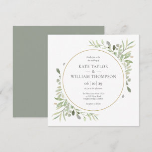 Elegant Greenery Leaves Wedding Invitation