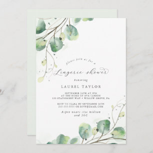 Elegant Greenery Lingerie Shower Invitation