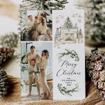 Elegant Greenery Mantel Merry Christmas 2 Photo  Holiday Card<br><div class="desc">Share your warmest wishes with this personalised 2 photo Holiday card. Featuring a cosy winter scene with mistletoe & greenery, it’s the perfect way to showcase your favourite family memories. **Notes: Top Image - Horizontal Photo preferred & for Bottom Image - Vertical Photo Preferred (Use Crop tool to adjust Photo...</div>