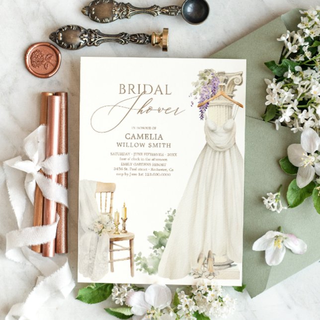 Elegant Greenery Mediterranean Bridal Shower  Invitation (Creator Uploaded)