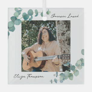 Elegant Greenery Memorial Glass Tree Decoration