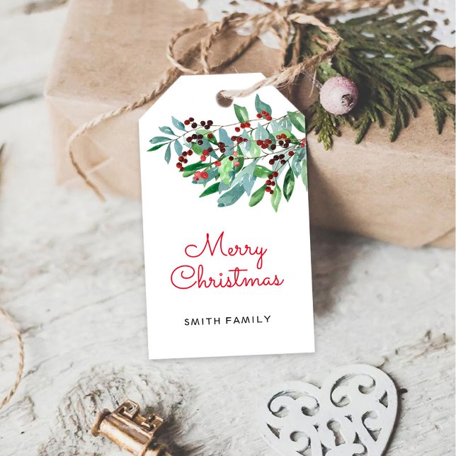 Elegant Greenery Merry Christmas Gift Tags (Creator Uploaded)