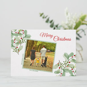 Elegant Greenery Merry Christmas Holiday Card