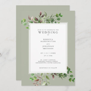Elegant Greenery Minimal Wedding Invitation