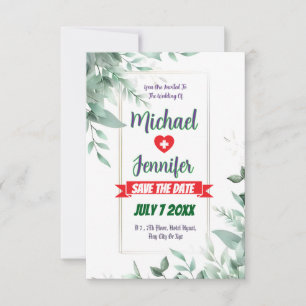 Elegant Greenery Minimalist Custom Photo Wedding Save The Date