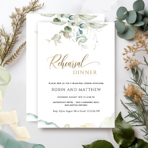 Elegant Greenery Minimalist Rehearsal Dinner Invit Invitation