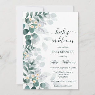 Elegant greenery modern eucalyptus baby shower inv invitation