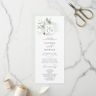 Elegant Greenery Monogram Wedding Program Programme