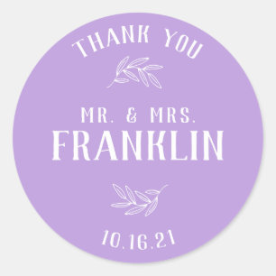 Elegant Greenery Mr and Mrs Wedding Favour Classic Round Sticker