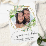 Elegant Greenery Photo Wedding Save the Date<br><div class="desc">Elegant Greenery Photo Wedding Save the Date Magnet</div>
