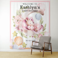 Elegant Greenery Pink Unicorn Girl Baby Shower