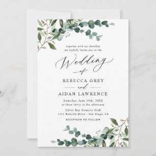 Elegant Greenery QR Code All-in-One Wedding Invitation