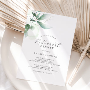 Elegant Greenery Rehearsal Dinner Invitation