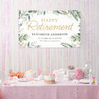 Elegant Greenery Retirement Party Banner