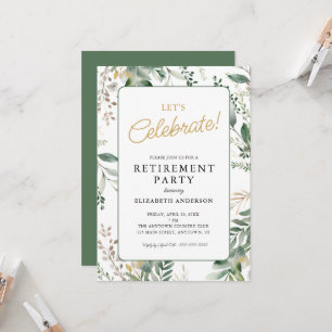 Elegant Greenery Retirement Party Celebration Invitation