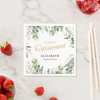 Elegant Greenery Retirement Party Celebration Napkin