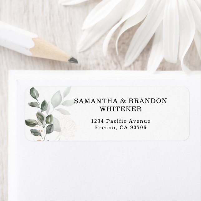 Elegant Greenery Return Address Label (Insitu)