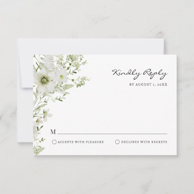 Elegant Greenery RSVP Card (Front)