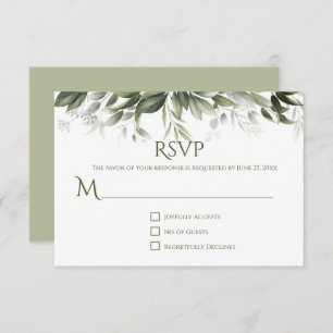 Elegant Greenery RSVP - Light Olive Green
