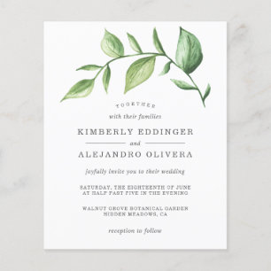 Elegant Greenery Rustic Budget Wedding Invitation
